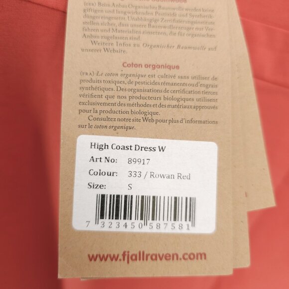 NWT FJALLRAVEN high Coast Dress Organic Cotton Blend Rowan Red Orange SMALL - Picture 4 of 11